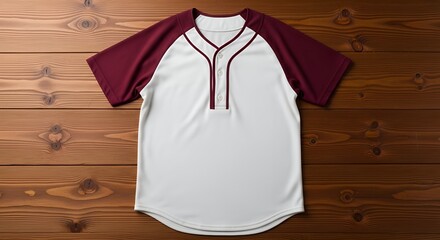 Blank Baseball Jersey Mockup on Wooden Background