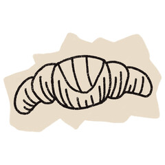 Sticker Croissant Hand Drawn Illustration