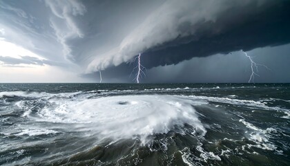 Dramatic storm over churning ocean