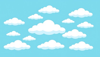 Cartoon clouds on a light blue sky