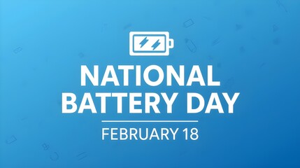 National Battery Day. February 18. Holiday concept. Template for background, banner, card, poster with text inscription. 