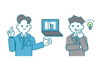 商談しているスーツ姿の男性のイラスト