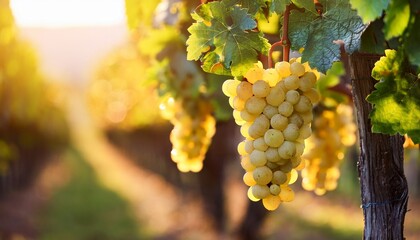 Naklejka premium Reife Chardonnay Weintrauben Im Weinberg