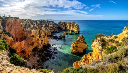Coastal Cliffs and Turquoise Water.