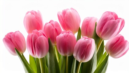 Fototapeta premium Pink Tulips Isolated On White