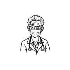 Fototapeta premium Physician protecting himself with medical mask and stethoscope as healthcare provider is ready to