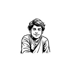 Stylized portrait captures the essence of youth through intricate linework creating a captivating