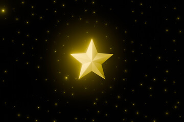 Obraz premium 夜空に輝く立体的な星