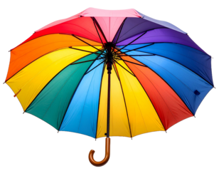 Rainbow-colored umbrella with transparent background
