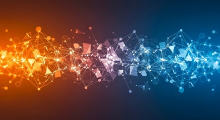Abstract Network Connection with Orange and Blue Gradient.