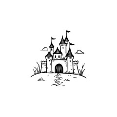 Whimsical fairytale castle illustration a enchanting medieval fortress drawing sketch for children