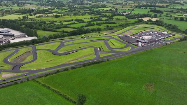 Aerial drone view of Nutts Corner Circuit race track Co Antrim, Northern Ireland 02-07-2025 