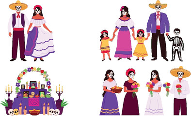 Vibrant Dia de los Muertos celebration featuring families, altars, and cultural traditions
