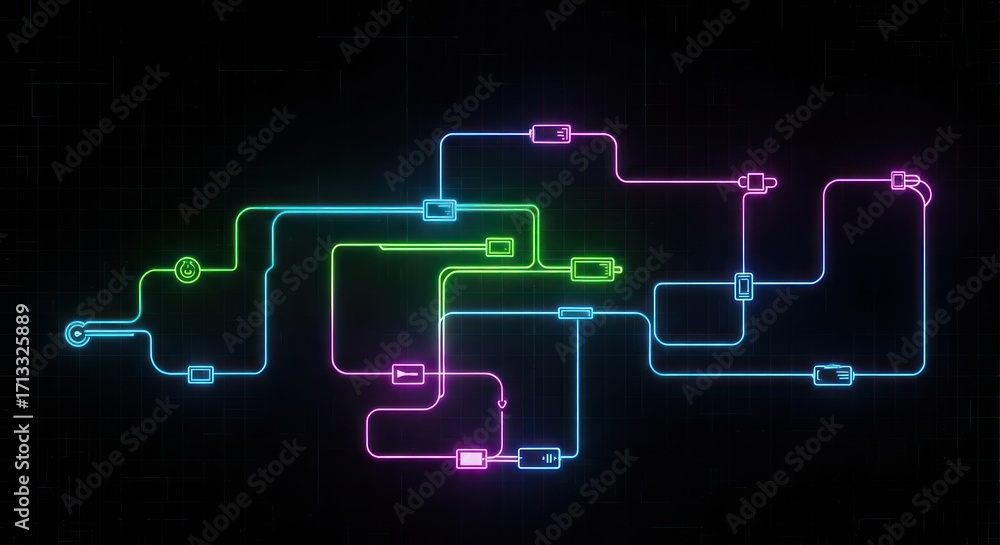 Aufkleber illuminated technological schematic design, a digital representation with glowing circuit lines
