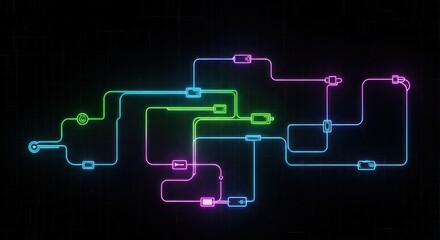Illuminated technological schematic design, a digital representation with glowing circuit lines