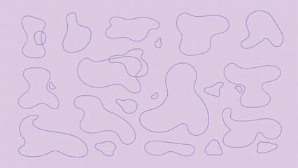 Abstract Doodles Organic Shapes in Lavender with Grid Backdrop