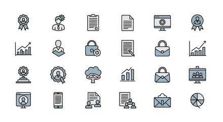Fototapeta premium Professional business icons representing growth, achievement, and success in modern commerce