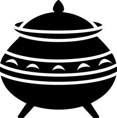 Stylish Tamil Nadu Pongal Pot Silhouette Vector Illustration