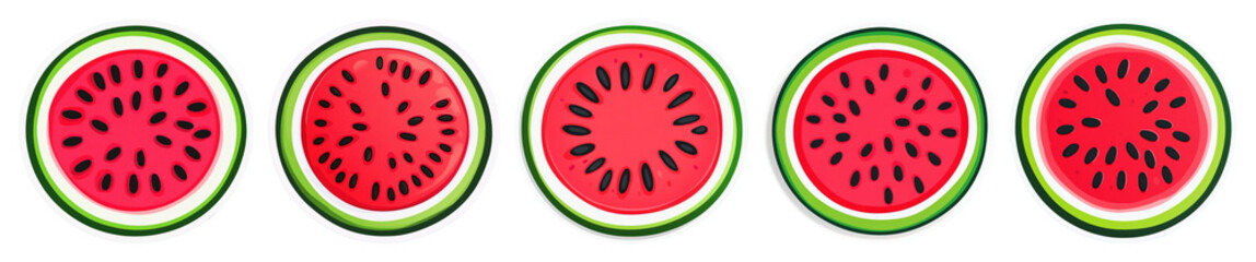 Fototapeta premium PNG Vibrant watermelon slice pattern, element set on transparent background