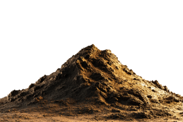 Dark brown mud pile with golden highlights isolated PNG