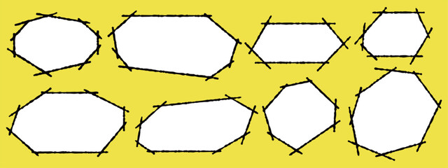 手描きタッチの多角形フレームデザイン素材