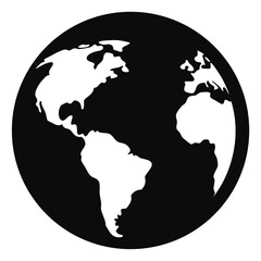 Obraz premium Black and White Silhouette of Earth Globe world planet