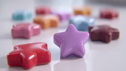 Close-up of colorful star-shaped objects