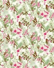Selbstklebende Fototapeten Tropische Blätter seamless floral pattern  © Kim Gyusu