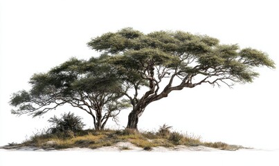 Serene Landscape of Unique Trees on Isolated Natural Setting
