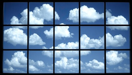 Sky views through a window grid