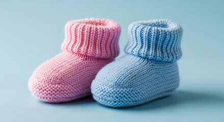 Adorable pink and blue knitted baby booties cozy soft footwear for newborns