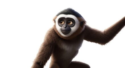 Obraz premium Enchanting gibbon illustration with expressive eyes and striking contrasting fur patterns
