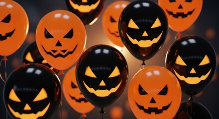 Spooky floating expressions vibrant halloween balloons create a festive ambiance filled with