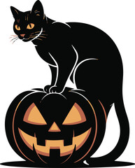 Halloween dog with pumpkin bone silhouette vector