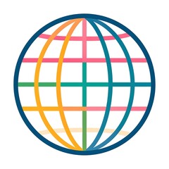 Colorful Globe Grid: Modern Global Network Icon on White Background
