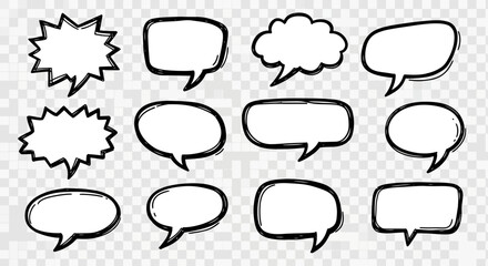 Icon Set Vector Collection of Hand Drawn Speech Bubbles in Various Shapes Communication Design Modern Style