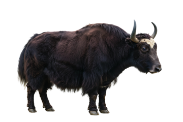 Himalayan Yak isolated on transparent cutout background, cut out, png