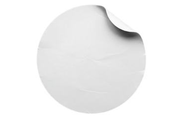 Blank white round sticker label Mockup isolated on transparent cutout background, cut out, png