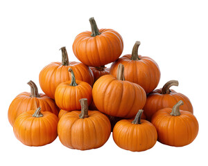 Vibrant pile of orange pumpkin for festive autumn harvest. This isolated vegetable element works great as seasonal clipart for Halloween and Thanksgiving design