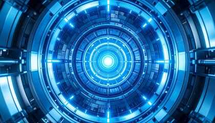 Futuristic, glowing circular tunnel