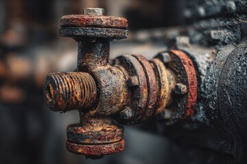 Heavily Rusted Industrial Pipe Valve with Threads and Flanges