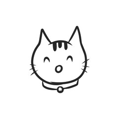 Cute kawaii cat with surprised face line art vector illustration
