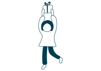 プレゼントを持つ女性のイラスト素材