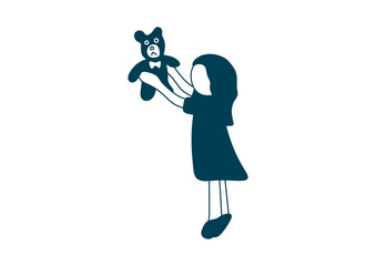 ぬいぐるみを持つ女性のイラスト素材