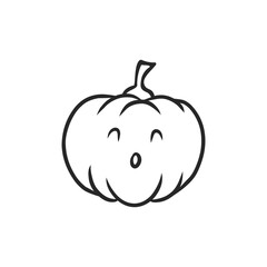 Cute kawaii pumpkin with happy face line art vector illustration