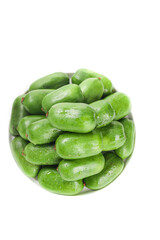 Fresh Mini Kiwi Berries in Bowl on White Background - Exotic Small Green Fruits