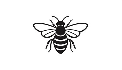 A simple, stylized illustration of a honeybee, showcasing its distinctive striped body and delicate wings.