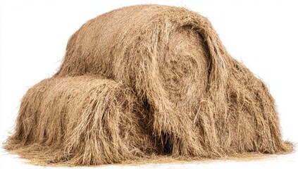 Hay bale, shaggy,  isolated on white