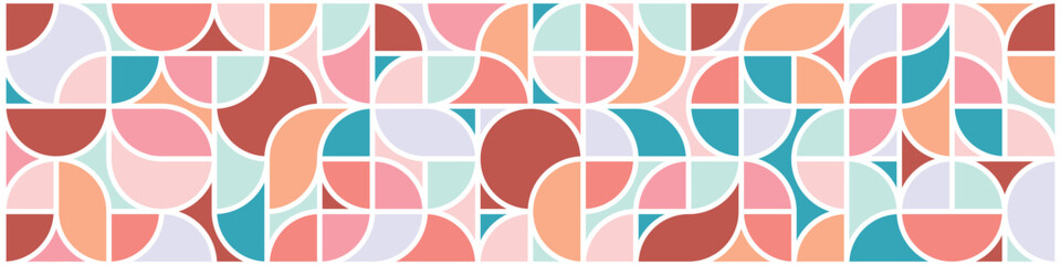 Obraz premium Modern art pattern seamless of stylized geometric and curves in retro style background.