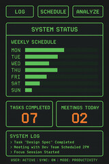 System Status Dashboard A Visual Overview of Weekly Schedule, Tasks, and Meetings